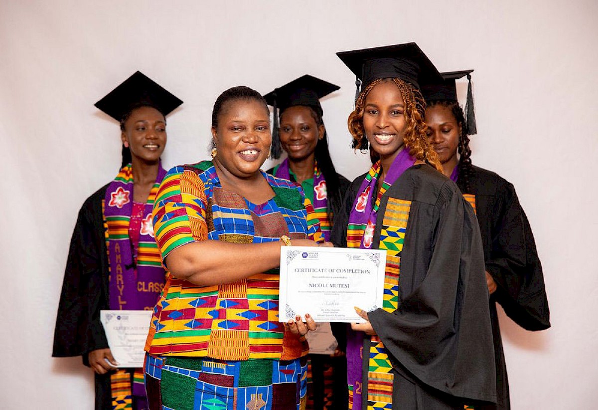 Image – Head Mistress Gifty Ghansah hands out diplomas